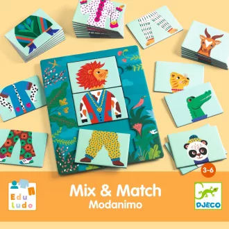   Djeco Fejlesztő játék - Állatdivat, 54 db-os - Eduludo Mix and Match Modanimo