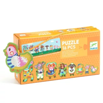   Djeco Sorozatkirakó puzzle - Nagyok és kicsik a tanyán, 16 db-os - Big and small on the farm