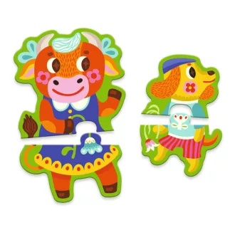   Djeco Sorozatkirakó puzzle - Nagyok és kicsik a tanyán, 16 db-os - Big and small on the farm