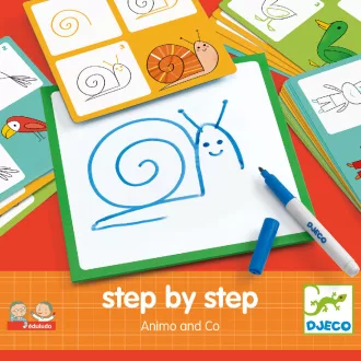   Djeco Rajzolás lépésről lépésre - Állatok - Step by step Animals and Co