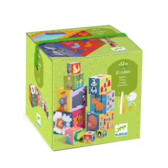   Djeco Toronyépítő kocka - Mulatságos építő - 10 funny blocks