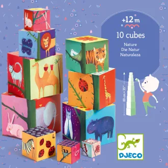   Djeco Toronyépítő kocka - Természet és állatok - 10 nature and animal blocks