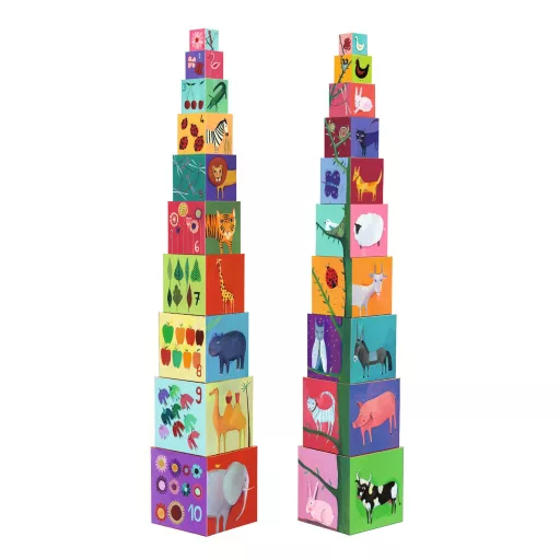 Djeco Toronyépítő kocka - Természet és állatok - 10 nature and animal blocks