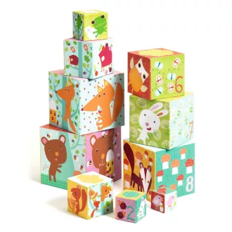   Djeco Toronyépítő kocka - Erdei állatok - 10 forest blocks