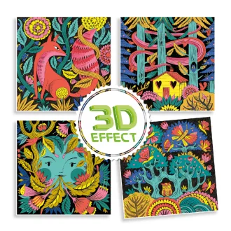   Djeco Festés és színezés filctollal - Fantázia kerekerdő 3D - Fantasy forest 3D