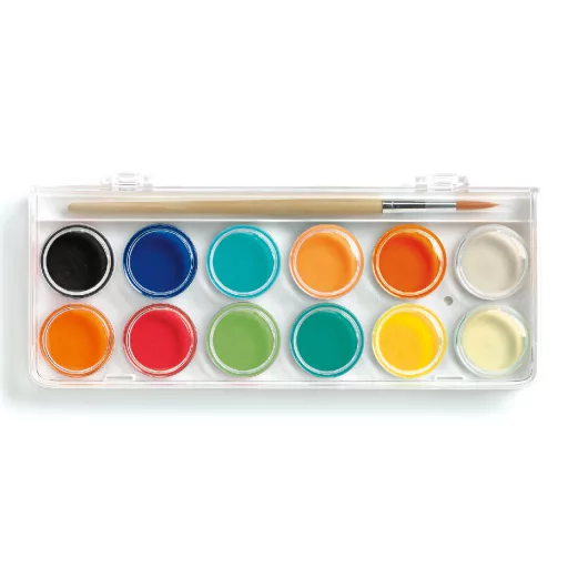 Djeco Gouache festék paletta - 12 klasszikus szín - 12 couleurs gouache