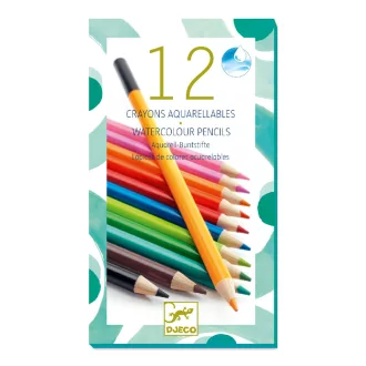   Djeco Akvarellceruza készlet - 12 szín, kettő az egyben - Watercolour crayons