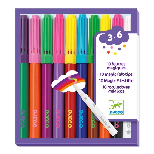 Djeco Filctoll készlet - Mágikus filctollak, 9 szín és 1 színváltó - 10 magic felt-tips