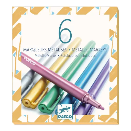 Djeco Filctoll készlet - 6 fémfesték filctoll - 6 metalic markers