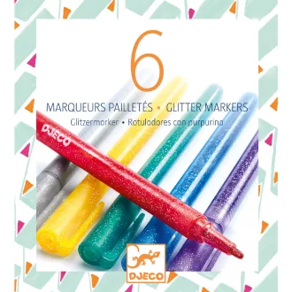 Djeco 6 csillámtoll - 6 glitter markers
