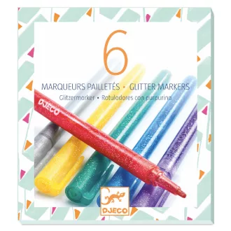 Djeco 6 csillámtoll - 6 glitter markers