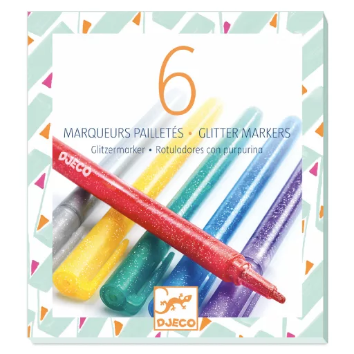 Djeco 6 csillámtoll - 6 glitter markers