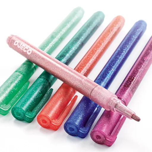 Djeco Filctoll készlet - Csillám fílctoll 6 színben - 6 glitter markers - sweet