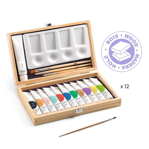 Djeco Művészeti műhely - Festő készlet - 12 Gouaches - Artist’s box