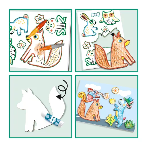 Djeco Kreatív készlet - Kiszínetett meséim állatokkal - A world to create, animals