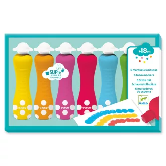   Djeco Marok filc 6 színben - Pontozó festés - 6 foam markers