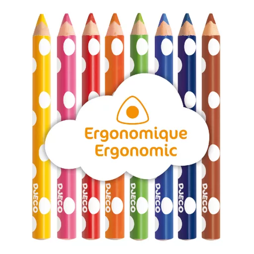 Djeco Színesceruza készlet piciknek - 8 szín - 8 colouring pencils for little ones