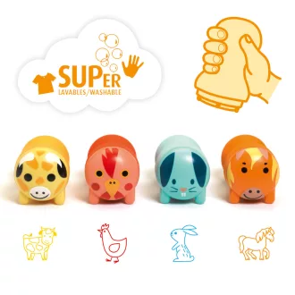   Djeco Nyomdakészlet -  Kiskezes - Stamps for little ones - Farm animals