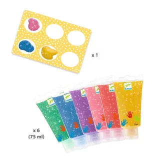   Djeco Ujjfesték - Hat csillámos szín - 6 tubes of finger paint - Glitter