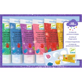   Djeco Ujjfesték - Hat csillámos szín - 6 tubes of finger paint - Glitter