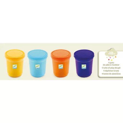 Djeco Gyurma - Pillegyurma 4 színben - 4 tubs of play dough, Plain flour