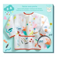  Djeco Kötény zsebbel - Matrica és ceruza mintás - Apron with pocket - Stickers and pencils