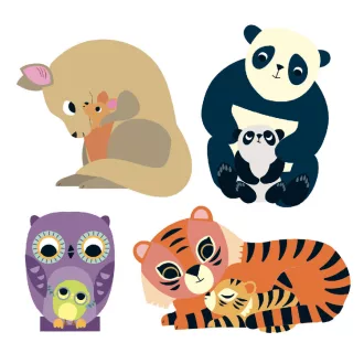   Djeco Matricák - Összetartozás - Coloured stickers mums and babies