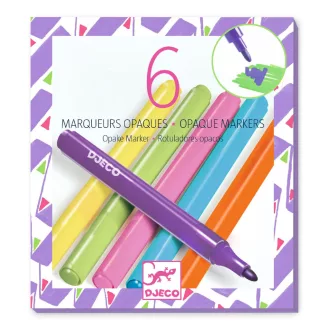   Djeco Filctoll készlet - 6 fedő szín, "80-as évek" - 6 opaque markers