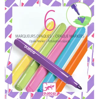   Djeco Filctoll készlet - 6 fedő szín, "80-as évek" - 6 opaque markers