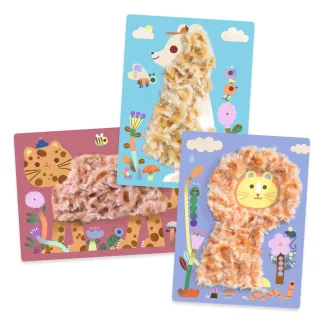   Djeco Kollázs műhely - Bolyhos barátok gyapjúval és tépőzárral - Wool and Velcro - Fluffy friends!