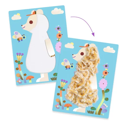Djeco Kollázs műhely - Bolyhos barátok gyapjúval és tépőzárral - Wool and Velcro - Fluffy friends!