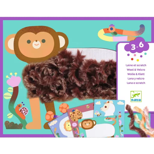 Djeco Kollázs műhely - Bolyhos barátok gyapjúval és tépőzárral - Wool and Velcro - Fluffy friends!