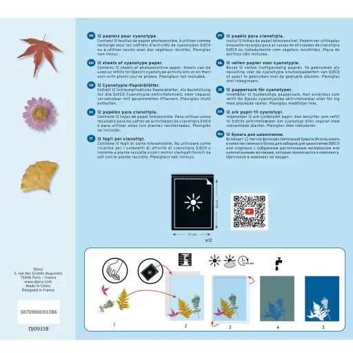 Djeco Művészeti műhely - Papírok a Cianotípia technikához - Cyanotype Paper