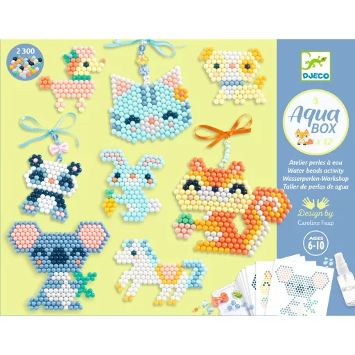 Djeco Artistic Aqua - Vizes gyöngykirakó készlet, Bundás barátok - Furry friends