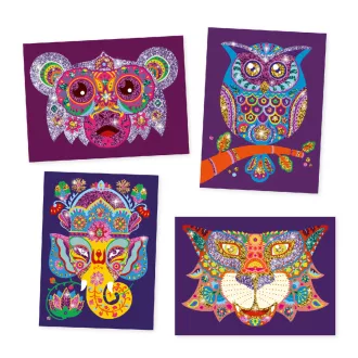   Djeco Csillámkép készítés - Csillogó állatok - Glitter animals