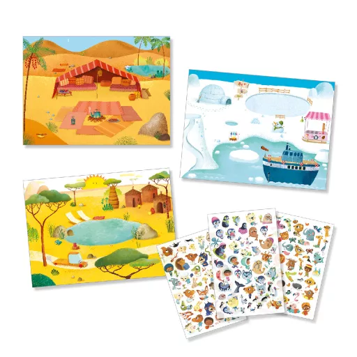 Djeco Satírozó képkészítés - Tájak - Savannah, desert, and North Pole: time for fun!