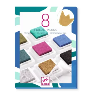   Djeco Kreatív eszközök - Nyomdapárna készlet, 8 elegáns szín - 8 ink pads and 1 cleaner - chic
