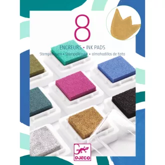   Djeco Kreatív eszközök - Nyomdapárna készlet, 8 elegáns szín - 8 ink pads and 1 cleaner - chic