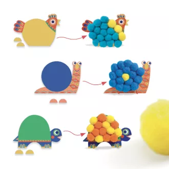   Djeco Pompom-kép készítés - Óriáspompomos állatok - Fluffy animals