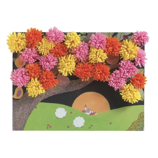 Djeco Pompom-kép készítés - Kirobbanó pompom meglepetés - An explosion of pompons