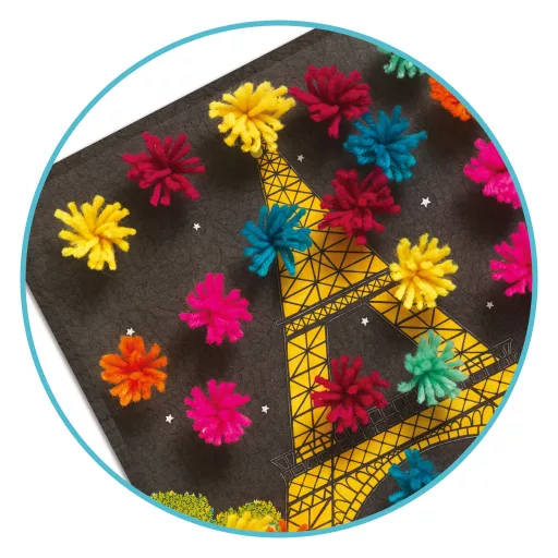 Djeco Pompom-kép készítés - Kirobbanó pompom meglepetés - An explosion of pompons