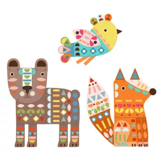   Djeco Kollázs műhely - Mackó, róka, madárka - 3 giant animals