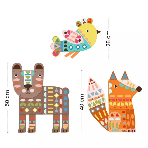 Djeco Kollázs műhely - Mackó, róka, madárka - 3 giant animals