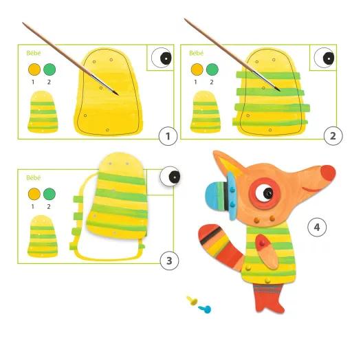 Djeco Művészeti műhely, festés - A róka család, bábok - The fox family