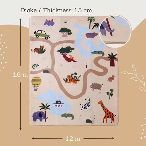 Hakuna matte memóriahabos puha gyerekszőnyeg 160x120 cm - Szafari túra