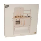 Fa játékkonyha kiegészítőkkel és kréta táblával, krém színű Jabadabado