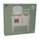 Fa játékkonyha kiegészítőkkel és kréta táblával, olivazöld Jabadabado