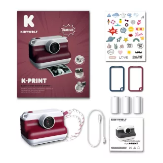   Kidywolf hordozható fotónyomtató - Bordó - K-Print Burgundy