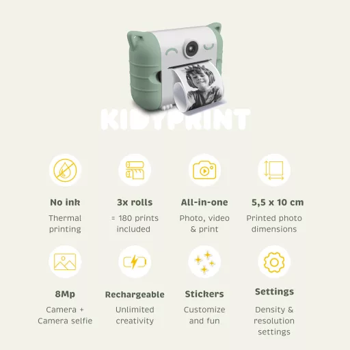 Kidywolf instant fényképezőgép - Zöld - Kidyprint Green