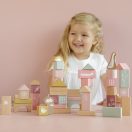 Little Dutch fa építőkocka 50 db - pink